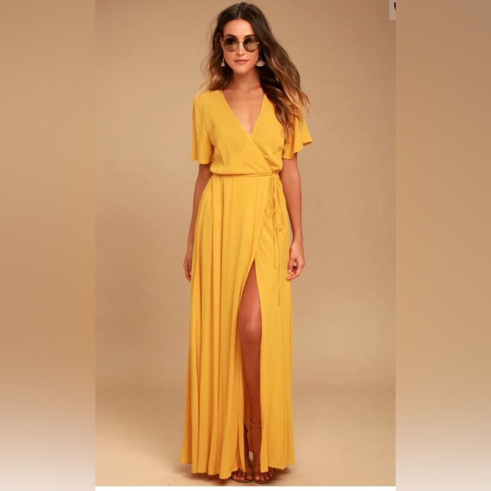 Marigold Short Sleeve Maxi Wrap Dress Size Medium